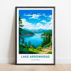 Lake Arrowhead Travel Print - Lake Arrowhead poster, California Wall Art, Framed present, Gift California Present