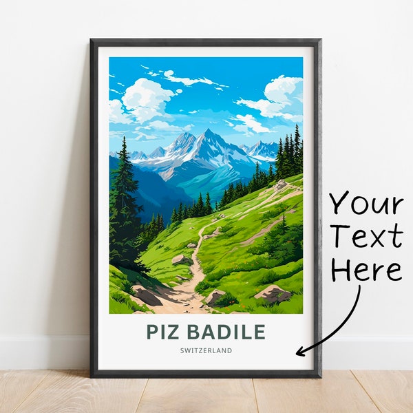 Personalisiertes Piz Badile Travel Print - Piz Badile Poster, Schweiz Wandkunst, Gerahmtes Geschenk, Geschenk Schweiz Geschenk