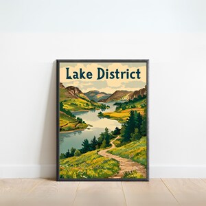 The Lake District Vintage Travel Poster - Lake District Print, Great England Wall Art, Framed, Gift England Present