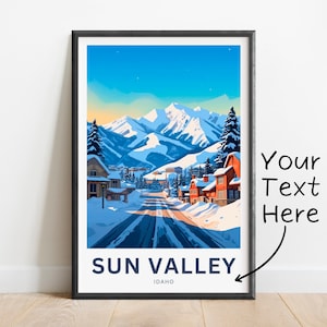 Personalized Sun Valley Travel Print - Sun Valley poster, Idaho Wall Art, Framed present, Gift Idaho Present