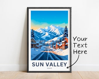 Personalized Sun Valley Travel Print - Sun Valley poster, Idaho Wall Art, Framed present, Gift Idaho Present