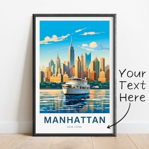 Personalized Manhattan Travel Print - Manhattan poster, New York Wall Art, Framed present, Gift New York Present