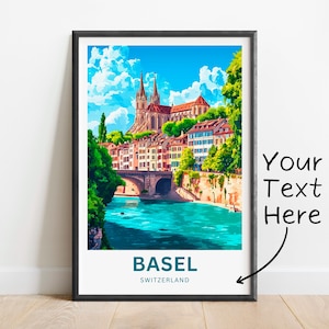 Personalisierte Basel Reisedruck - Basel Poster, Schweiz Wandkunst, gerahmtes Geschenk, Geschenk Schweiz vorhanden