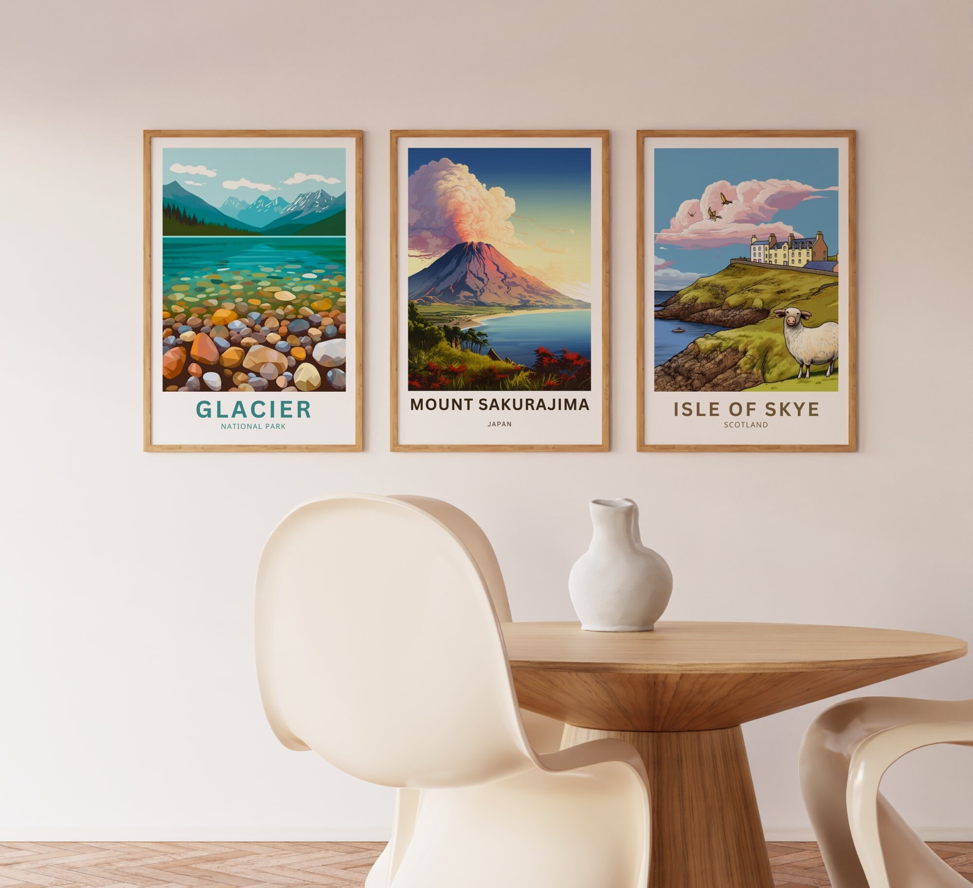 桜島山旅行プリント - 桜島山ポスター、日本の壁アート、額入り