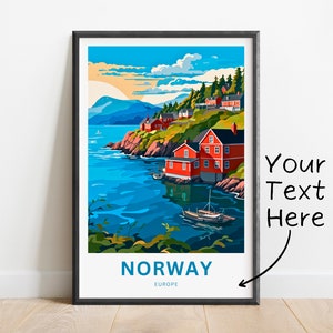 Personalized Norway Travel Print - Norway poster, Europe Wall Art, Framed present, Gift Europe Present