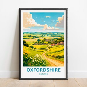 Oxfordshire Travel Print - Oxfordshire poster, England Wall Art, Framed present, Gift England Present