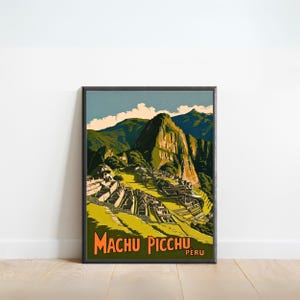 Machu Picchu Vintage Travel Poster - Machu Picchu Print, Peru Wall Art, Framed, Gift Peru Present