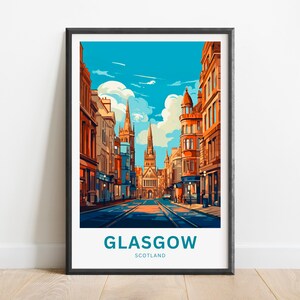 Glasgow Travel Print - Glasgow poster, Scotland Wall Art, Framed present, Gift Scotland Present