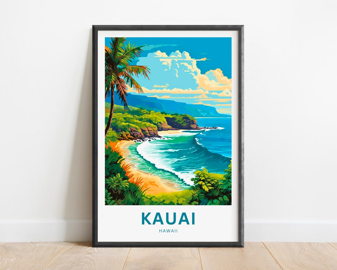 Kauai Travel Print Kauai Poster, Hawaii Wall Art, Framed Present, Gift