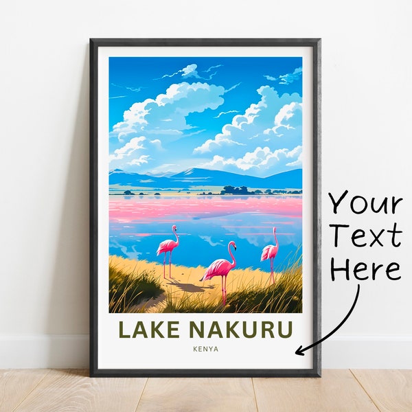 Personalized Lake Nakuru Travel Print - Lake Nakuru poster, Kenya Wall Art, Framed present, Gift Africa Present