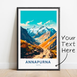 Personalized Annapurna Travel Print - Annapurna poster, Nepal Wall Art, Framed present, Gift Nepal Present