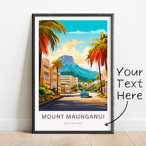 Mount Maunganui Travel Print - Mount Maunganui poster, New Zealand Wall Art, Framed present, Gift New Zealand Present