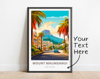 Mount Maunganui Travel Print - Mount Maunganui poster, New Zealand Wall Art, Framed present, Gift New Zealand Present