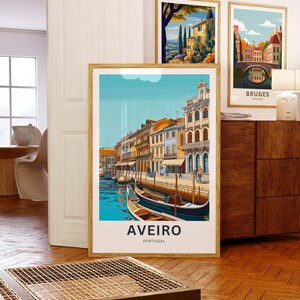 Impression personnalisée de voyage Aveiro affiche Aveiro, art mural Venise du Portugal, cadeau encadré, cadeau Portugal cadeau image 2