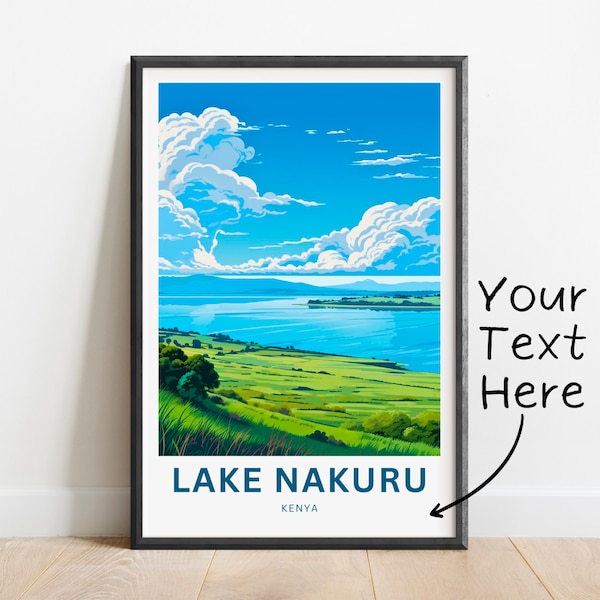 Personalized Lake Nakuru Travel Print - Lake Nakuru poster, Kenya Wall Art, Framed present, Gift Africa Present