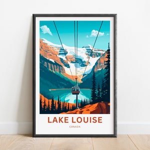 Lake Louise Travel Print - Lake Louise poster, Canada Wall Art, Framed present, Gift Canada Present, Banff National Park, Custom Your Text
