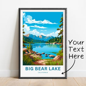 Personalized Big Bear Lake Travel Print - Big Bear Lake poster, California Wall Art, Framed present, Gift California Present