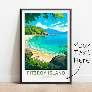Personalized Fitzroy Island Travel Print -Fitzroy Island poster, Queensland, Australia Wall Art, Framed present, Gift Australia Present