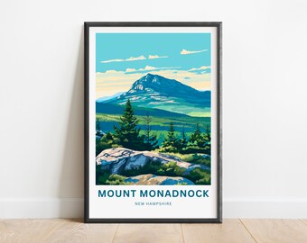 Mount Monadnock Park Travel Print - Mount Monadnock Poster, New Hampshire Wall Art, Framed present, Gift New Hampshire Present
