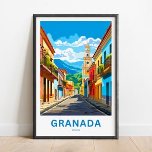 Granada Travel Print - Granada poster, Spain Wall Art, Framed present, Gift Spain Present