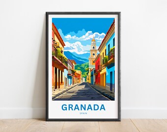 Granada Travel Print - Granada poster, Spain Wall Art, Framed present, Gift Spain Present