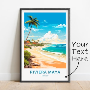 Personalized Riviera Maya Travel Print - Riviera Maya poster, Mexico Wall Art, Framed present, Gift Mexico Present