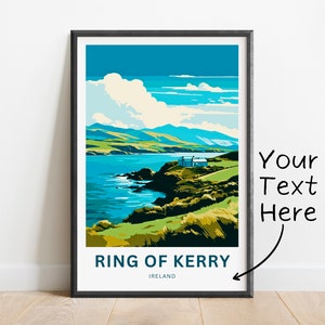 Personalized Ring of Kerry Travel Print - Ring of Kerry poster, Ireland Wall Art, Framed present, Gift Ireland Present