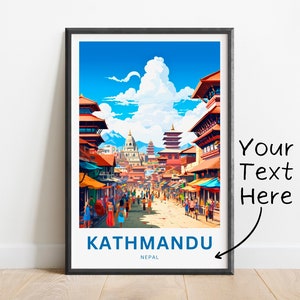 Personalized Kathmandu Travel Print - Kathmandu poster, Nepal Wall Art, Framed present, Gift Nepal Present