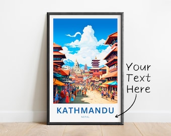 Personalized Kathmandu Travel Print - Kathmandu poster, Nepal Wall Art, Framed present, Gift Nepal Present
