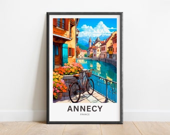 Annecy Travel Print - Affiche Annecy, France Wall Art, Cadeau encadré, Cadeau France Présent