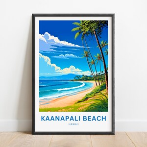 Kaanapali Beach Travel Print - Kaanapali Beach poster, Hawaii Wall Art, Framed present, Gift Hawaii Present