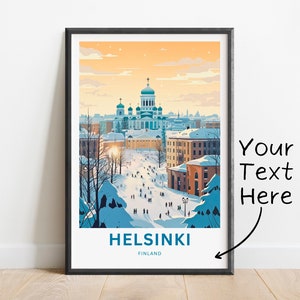Personalized Helsinki Travel Print - Helsinki poster, Finland Wall Art, Framed present, Gift Finnish Art Decor Present, Customize Your Text