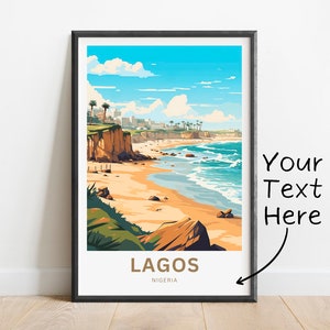 Personalized Lagos Travel Print - Lagos poster, Nigeria Wall Art, Framed present, Gift, Africa Present