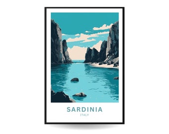 Sardinia Print | Italy Wall Art | Travel Poster | Cityscape | Sardinia | Mediterranean Poster