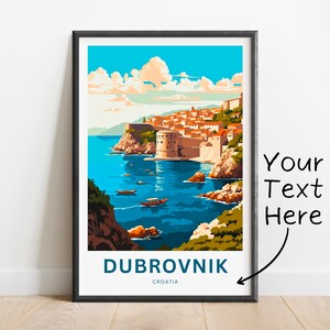 Personalized Dubrovnik Travel Print - Dubrovnik poster, Croatia Wall Art, Framed present, Gift Croatia Present