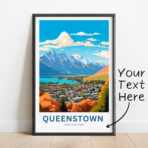 Queenstown Travel Print - Queenstown poster, New Zealand Wall Art, Framed present, Gift New Zealand Present