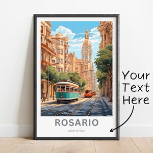 パーソナライズされたロザリオ旅行プリント - ロザリオポスター、アルゼンチンの壁アート、額入りプレゼント、ギフトアルゼンチンプレゼント