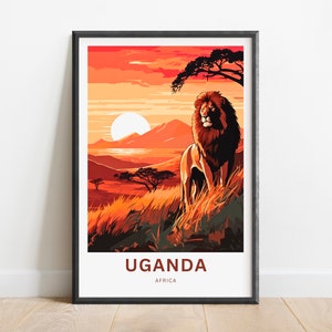 Uganda Travel Print - Uganda poster, Africa Wall Art, Framed present, Gift Africa Decor Present, Customize Your Text