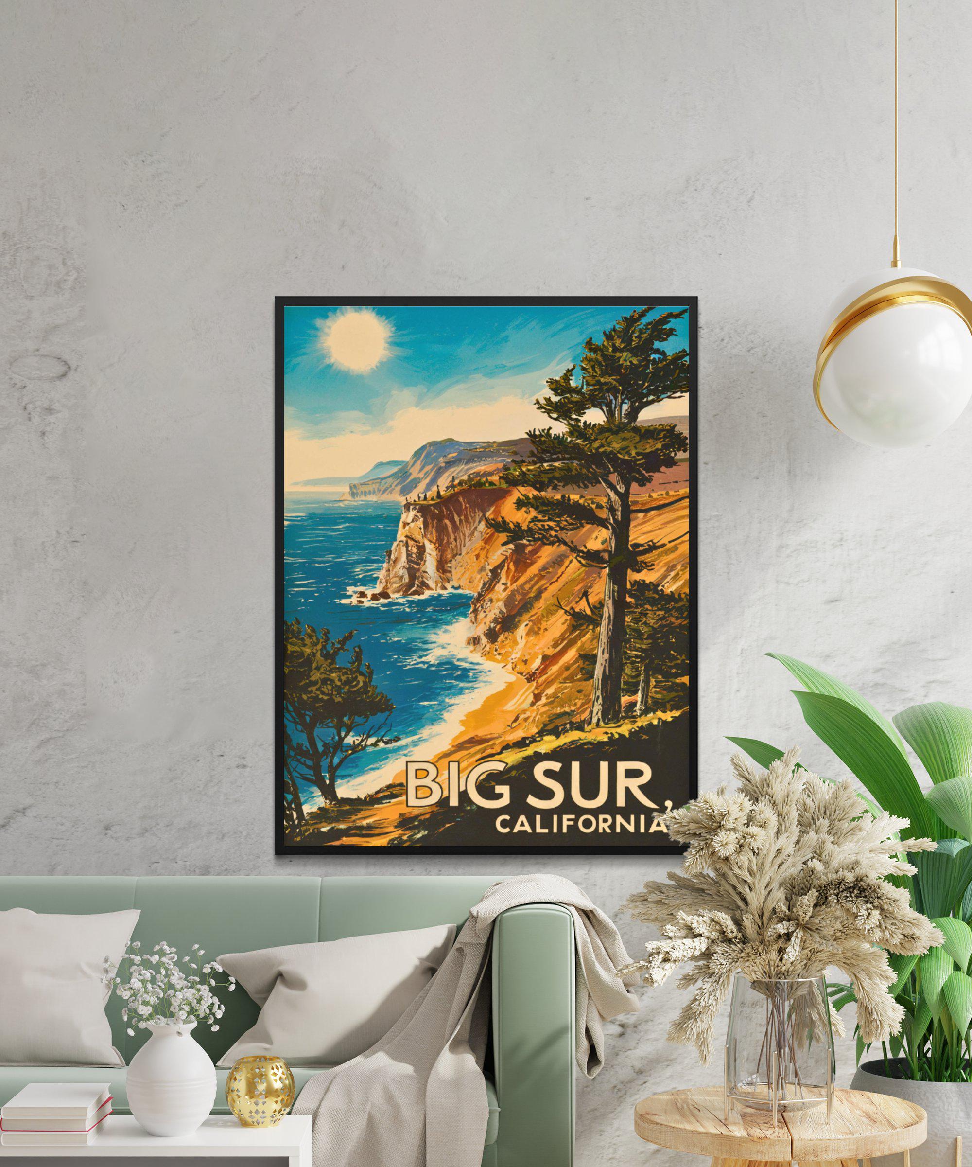 Big Sur Vintage Travel Poster - Big Sur Print, California Wall Art