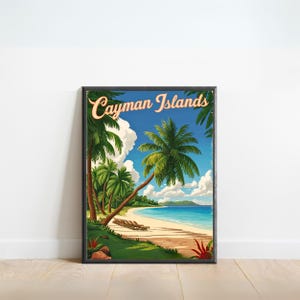 Cayman Islands Vintage Travel Poster - Cayman Islands Print, Caribbean Wall Art, Framed, Gift United States Present