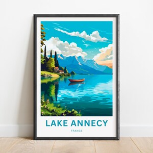 Lake Annecy Travel Print - Lake Annecy poster, France Wall Art, Framed present, Gift France Present
