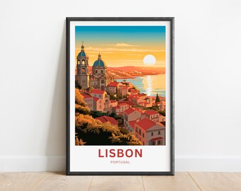 Impresión de viaje de Lisboa - Cartel de Lisboa, Arte de la pared de Portugal, Presente enmarcado, Regalo Portugal presente