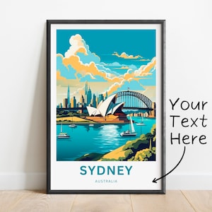 Personalized Sydney Travel Print - Sydney poster, Australia Wall Art, Framed present, Gift Australia Present