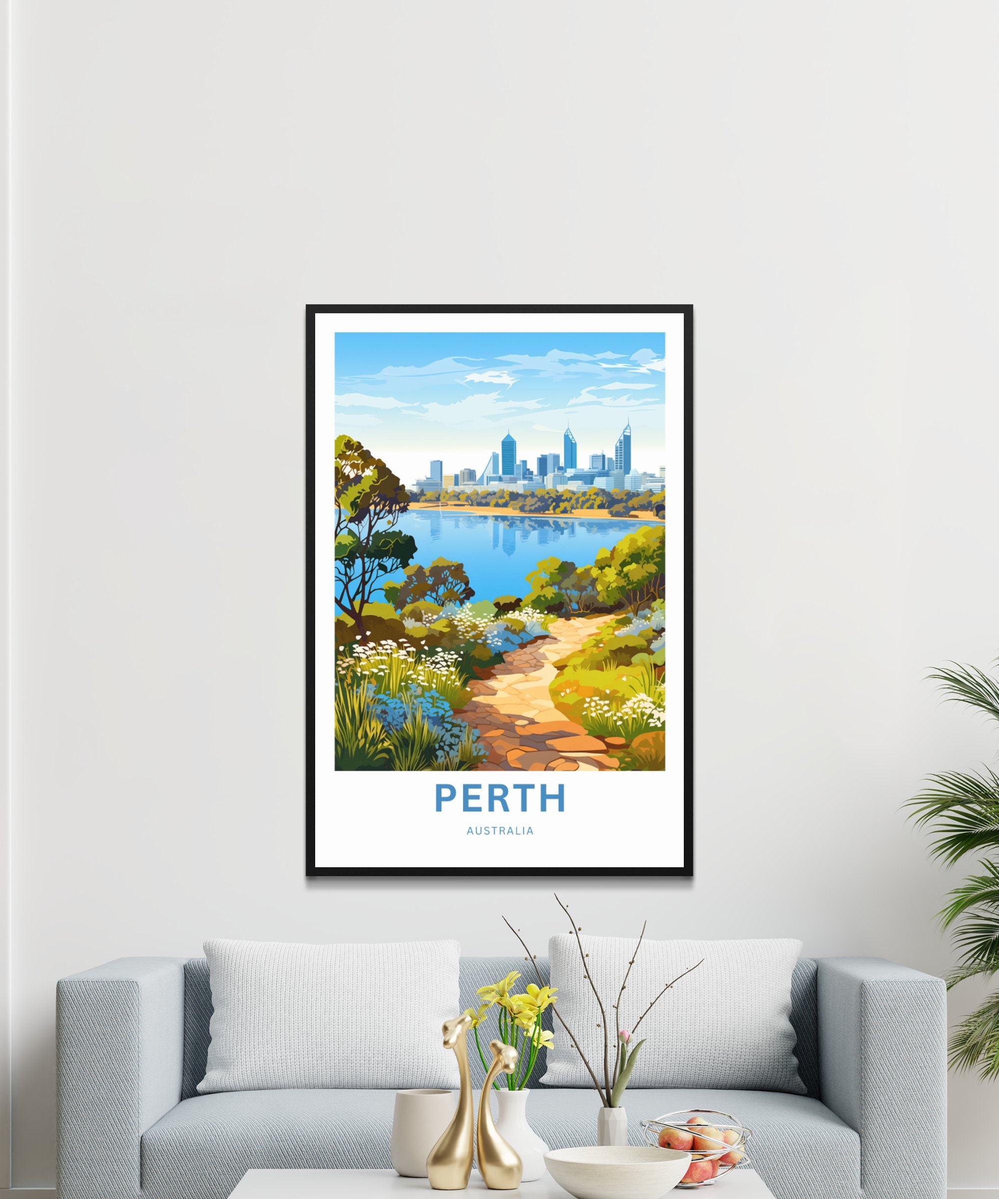 Perth Community Posters Perth Travel Print - Perth Poster, Australia Wall Art, Framed Present ...