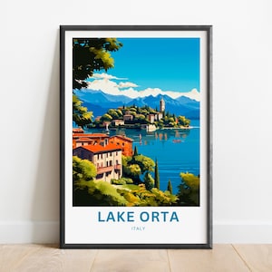Lake Orta Travel Print - Lake Orta poster, Italy Wall Art, Framed present, Gift Italy Present