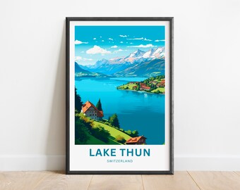 Lake Thun Switzerland Print: Minimalist Travel Poster