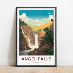 Angel Falls Travel Print - Angel Falls poster, Venezuela Wall Art, Framed present, Gift Venezuela Present