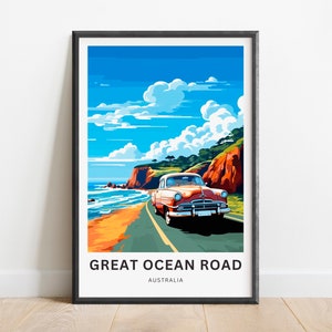 Great Ocean Road Travel Print - Cartel de Great Ocean Road, Arte de la pared de Australia, Presente enmarcado, Regalo Australia Presente
