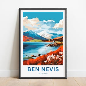 Ben Nevis Travel Print - Ben Nevis poster, Scotland Wall Art, Framed present, Gift Scotland Present