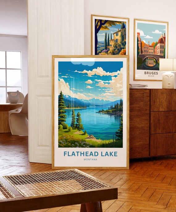 Flathead Lake Travel Print - Flathead Lake Poster, Montana Wall